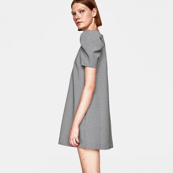Zara Basic Collection Houndstooth Puff Sleeve - Picture 3 of 10